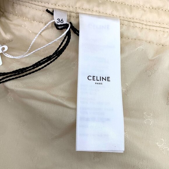 Celine Khaki Quilted Silk Satin Jacket With Black Trim Size XS 36 New With Tags - Picture 5 of 8